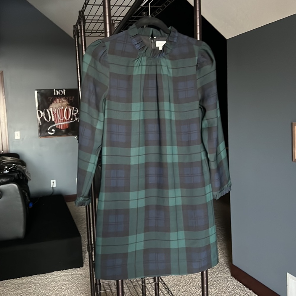 J Crew Blue & Green plaid dress 🌲 Size 4P - Excellent Condition